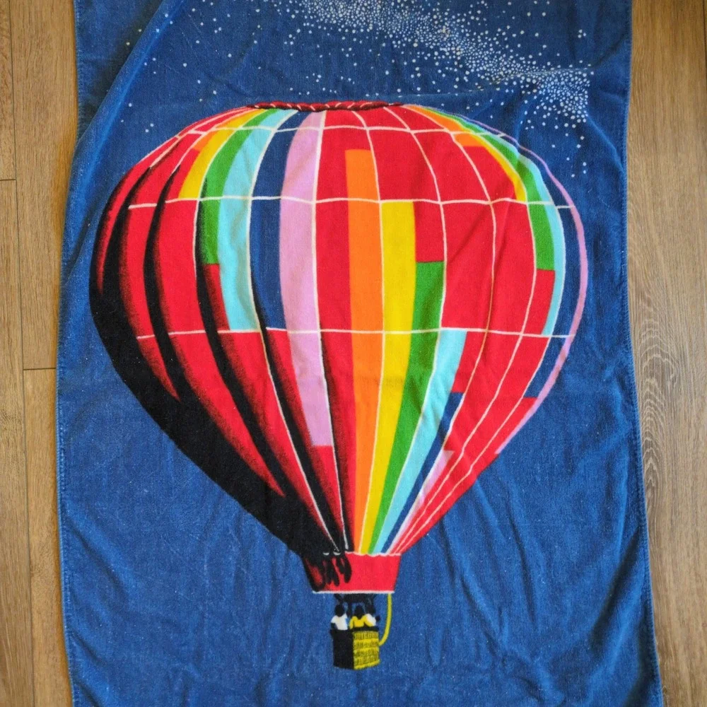 Vintage Seven‎ Seas Hot Air Ballon Beach Towel - Retro Colorful Bright EUC